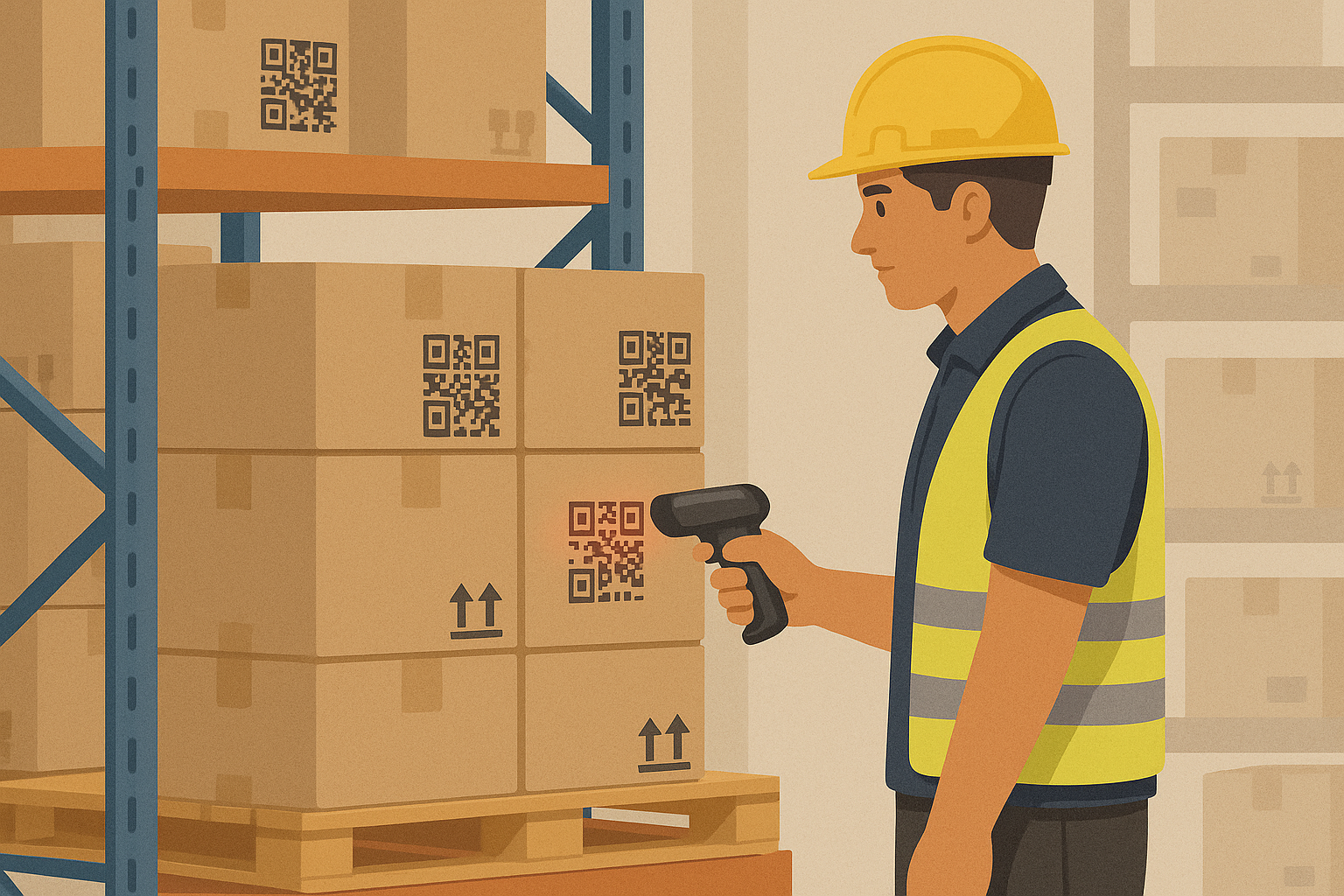 Warehouse floor with equipment